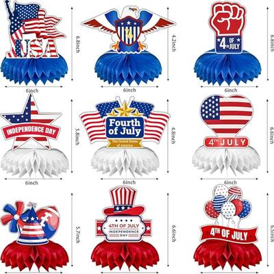 4th of July Honeycomb Centerpieces Patriotic Party Table Topper Independence Day 3D Table Decorations Honeycomb Balls Ornament for Fourth...