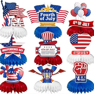 4th of July Honeycomb Centerpieces Patriotic Party Table Topper Independence Day 3D Table Decorations Honeycomb Balls Ornament for Fourth...