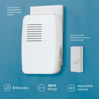 Heath/Zenith White Wireless Plug-In Door Chime Kit with Molded Plastic Cover - SL-7366-04