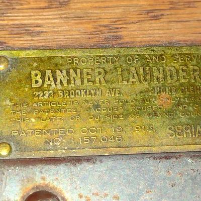 Antique Banner Laundering Company Oak Towel Rack with Laundry Bin