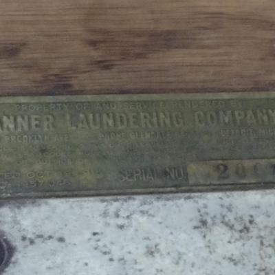 Antique Banner Laundering Company Oak Towel Rack with Laundry Bin