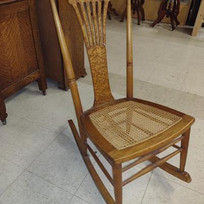 Sale Photo Thumbnail #2074: Antique Rocking Chair with Cane Seat