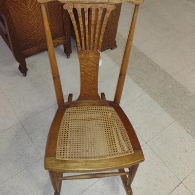 Antique Rocking Chair with Cane Seat