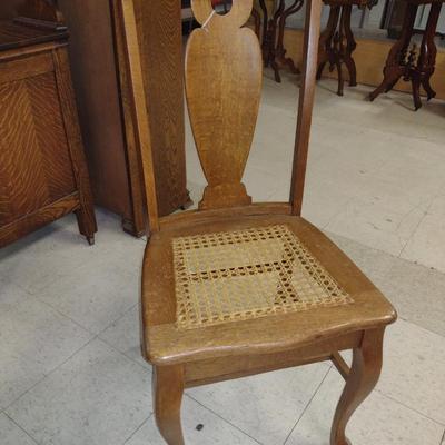 Urn Back Oak Chair with Cane Seat