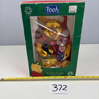 Christmas Winnie the Pooh Blown Glass Tabletop