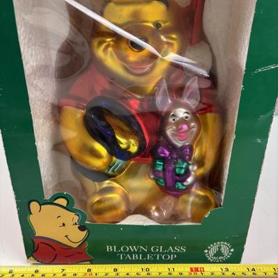 Christmas Winnie the Pooh Blown Glass Tabletop