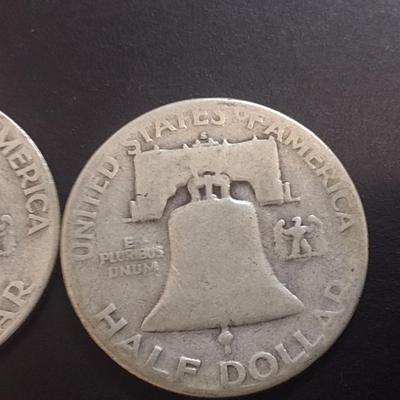 Set of Three 1951-D, S, Unmarked U.S. Mint Franklin Silver Half Dollars Circulated (19)