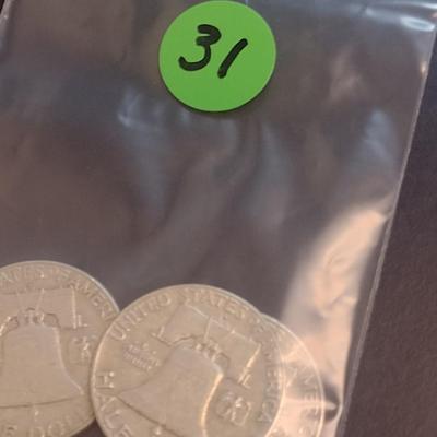 Set of Three 1961-D U.S. Mint Franklin Silver Half Dollars Circulated (31)
