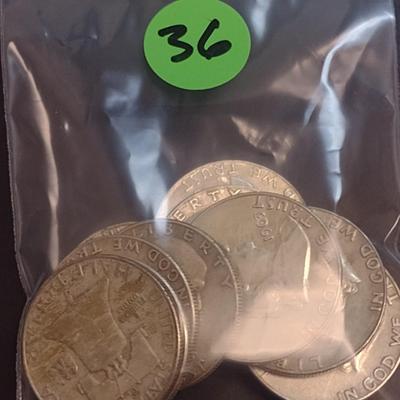 Set of Ten 1963-D U.S. Mint Franklin Silver Half Dollars Circulated (36)