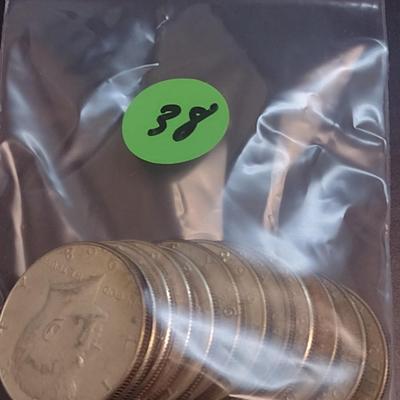 Set of 12 1965-1969 U.S. Mint Kennedy 40% Silver Half Dollars Circulated (38)