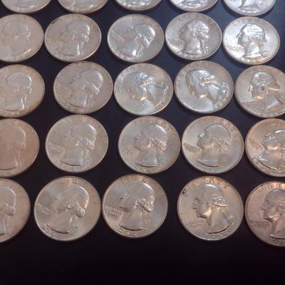 Set of 25 1964 U.S. Mint Washington Silver Quarters Circulated (40)