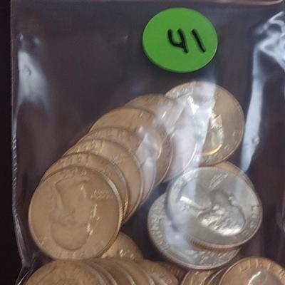 Set of 25 1964 U.S. Mint Washington Silver Quarters Circulated (41)