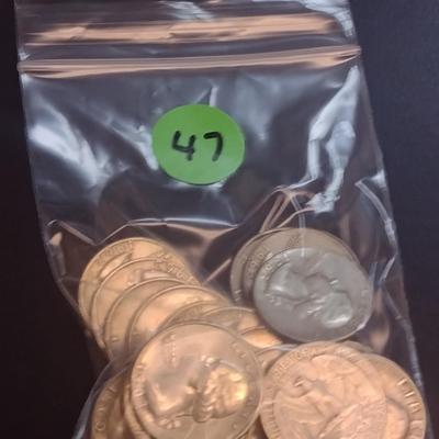 Set of 25 1960-63 U.S. Mint Washington Silver Quarters Circulated (47)