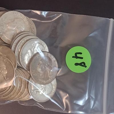 Set of 25 1960-63 U.S. Mint Washington Silver Quarters Circulated (48)