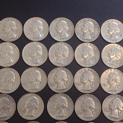 Set of 25 1960-63 U.S. Mint Washington Silver Quarters Circulated (49)