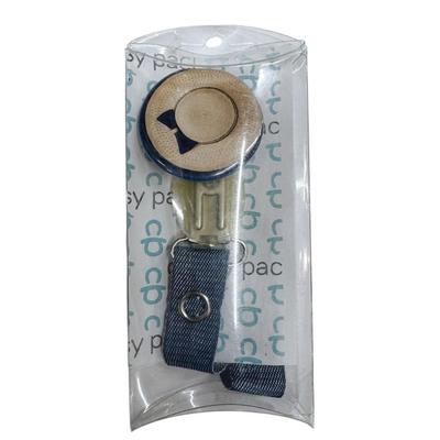 Classy Paci Pacifier Clip, Chambray Floppy Hat, Navy