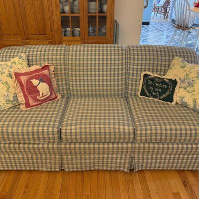 Blue Plaid Couch and Loveseat Set