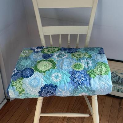 White Wood Chair w/ Comforter Lot