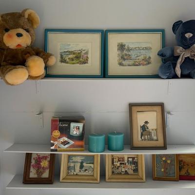 Vintage Framed Pictures and Teddy Lot