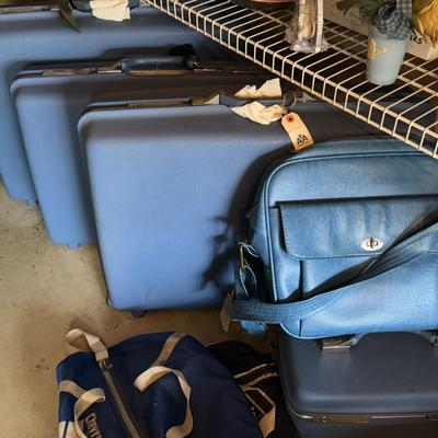 Vintage Blue Hard Shell Luggage Set and Carry-ons