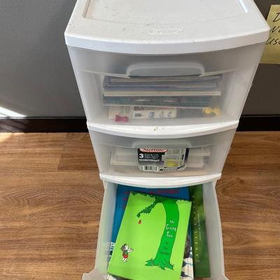 3 drawer cart with Books for kids