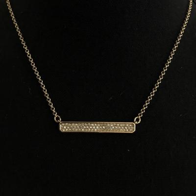 Banana republic, gold, toned rhinestone bar necklace