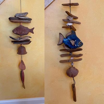 Pair of Pottery & Driftwood Wind Chimes (DR-BM)