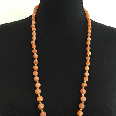 Vintage Carnelian Age stone beaded necklace