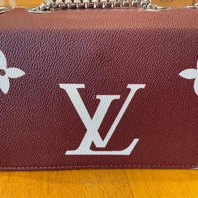 LV Coffee/Burgundy color purse with chain strap
