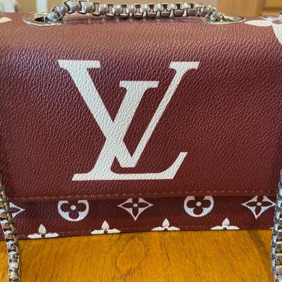 LV Coffee/Burgundy color purse with chain strap