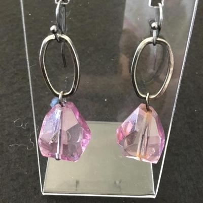 Pink glass earrings