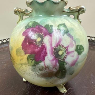 Hand painted porcelain rose vase