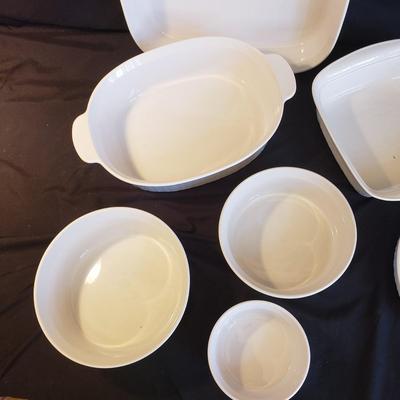 White Corning Ware and Dansk Cookware (K-KD)