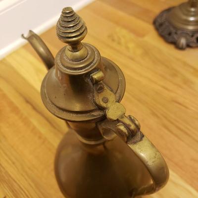 Russian Otto Muller Brass Oil Lamp & Imperial Brass Teapot (O-KD)