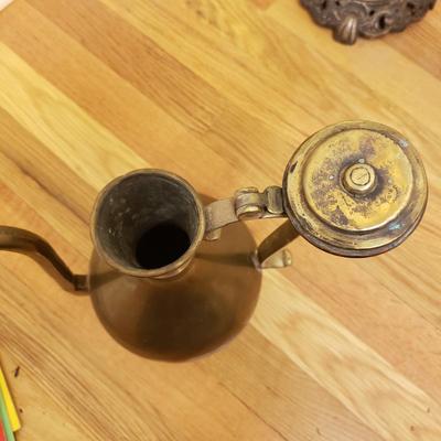 Russian Otto Muller Brass Oil Lamp & Imperial Brass Teapot (O-KD)