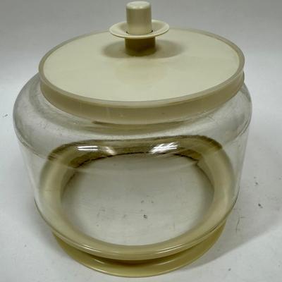 Vintage 1970's Tupperware Clear 6 1/4 Cup 1.5 Liter Container Canister Almond Lid