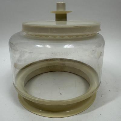 Vintage 1970's Tupperware Clear 6 1/4 Cup 1.5 Liter Container Canister Almond Lid