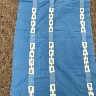 Vintage Linen Woven Cotton Blue and White Bedspread 156” x 132”