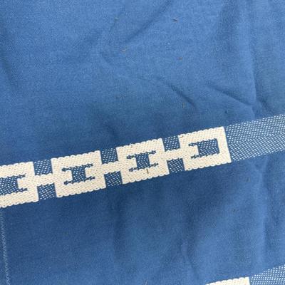 Vintage Linen Woven Cotton Blue and White Bedspread 156” x 132”