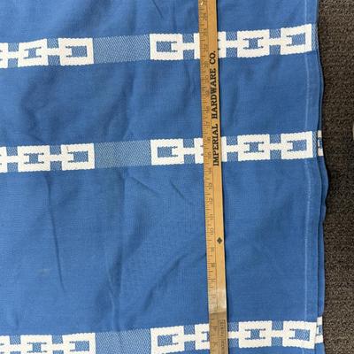 Vintage Linen Woven Cotton Blue and White Bedspread 156” x 132”