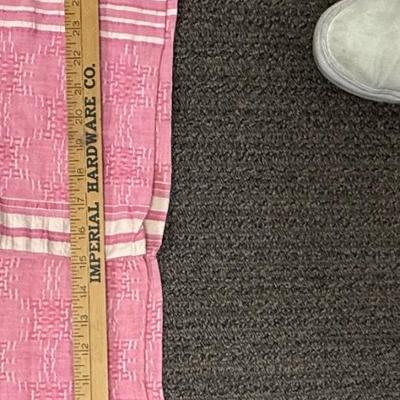 Vintage Pink & White Coverlet 88” x 64”