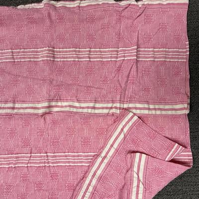 Vintage Pink & White Coverlet 88” x 64”