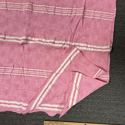 Vintage Pink & White Coverlet 88” x 64”