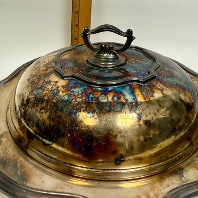 Vintage Silver-plated Lidded Divided Casserole Dish Lawerence B Smith Co. EPNS Silver-plate Bowl Dish Server with Cover