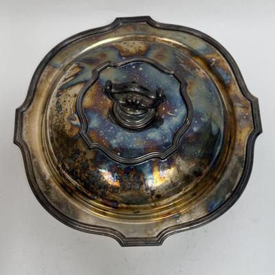 Vintage Silver-plated Lidded Divided Casserole Dish Lawerence B Smith Co. EPNS Silver-plate Bowl Dish Server with Cover