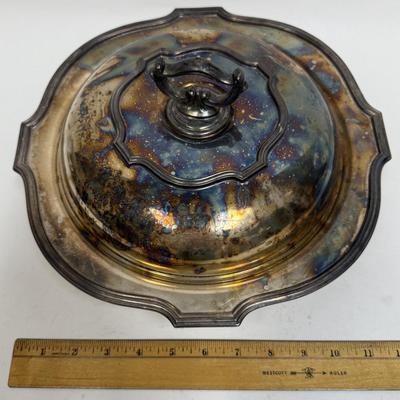 Vintage Silver-plated Lidded Divided Casserole Dish Lawerence B Smith Co. EPNS Silver-plate Bowl Dish Server with Cover