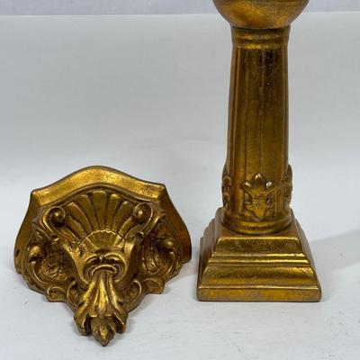 Gold-Painted Candlestick and Wall Sconce Shelf