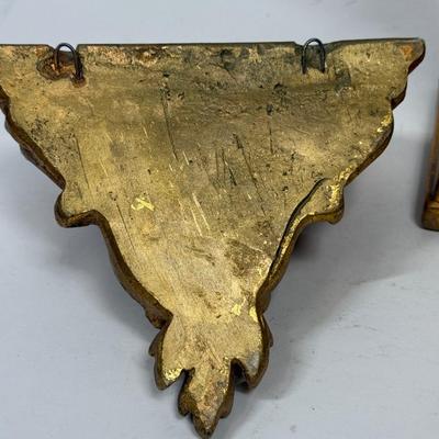 Gold-Painted Candlestick and Wall Sconce Shelf
