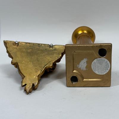 Gold-Painted Candlestick and Wall Sconce Shelf