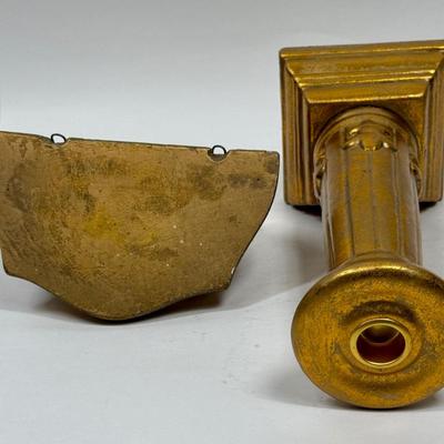 Gold-Painted Candlestick and Wall Sconce Shelf